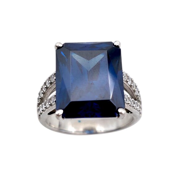 Bold Silver Statement Ring Set with Blue & Green … - image 7