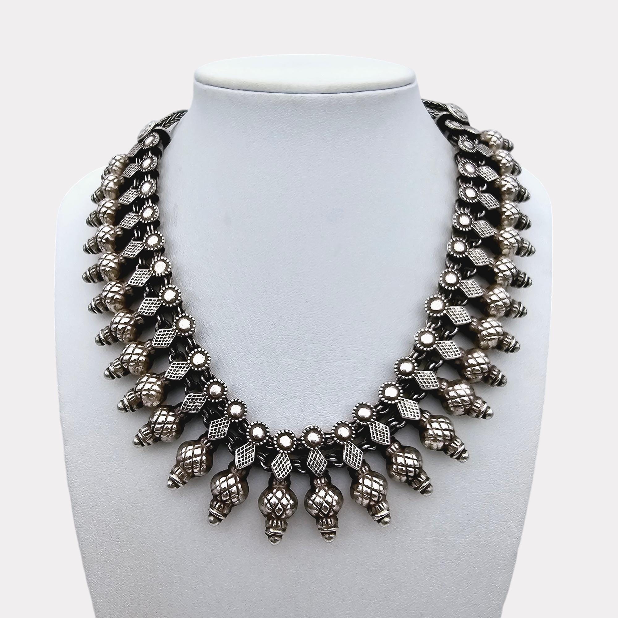 Antique Rajasthani Silver Necklace - Traditional Indian Tribal
