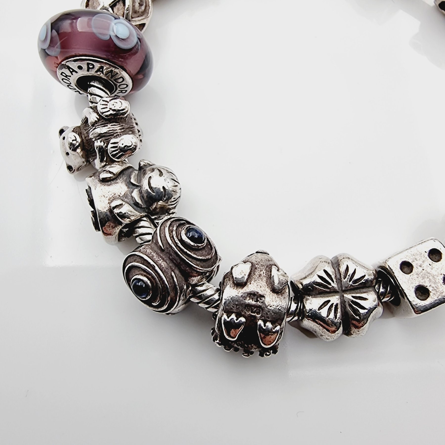 パンドラ シルバーチャームブレスレット（マルチチャーム付き