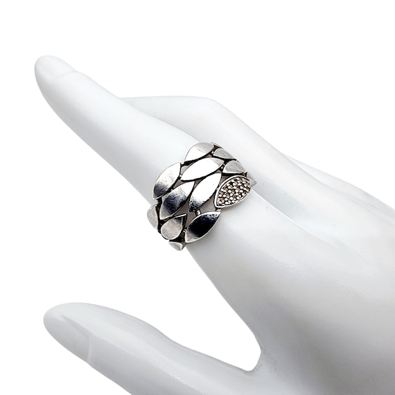 Breuning Silver Leaf Ring – Wide Modernist Band f… - image 3