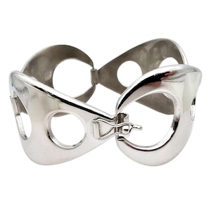 Vintage 835 Silver Modernist Geometric Openwork Bracelet, Bold 1970s Statement Jewelry