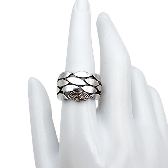 Breuning Silver Leaf Ring – Wide Modernist Band f… - image 2
