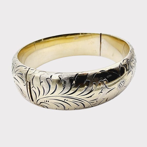 Vintage Designer Engraved Solid Sterling Silver F… - image 5