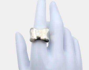 Vintage Modernist Sterling Silver Abstract Statement Ring - Bold Sculptural Design