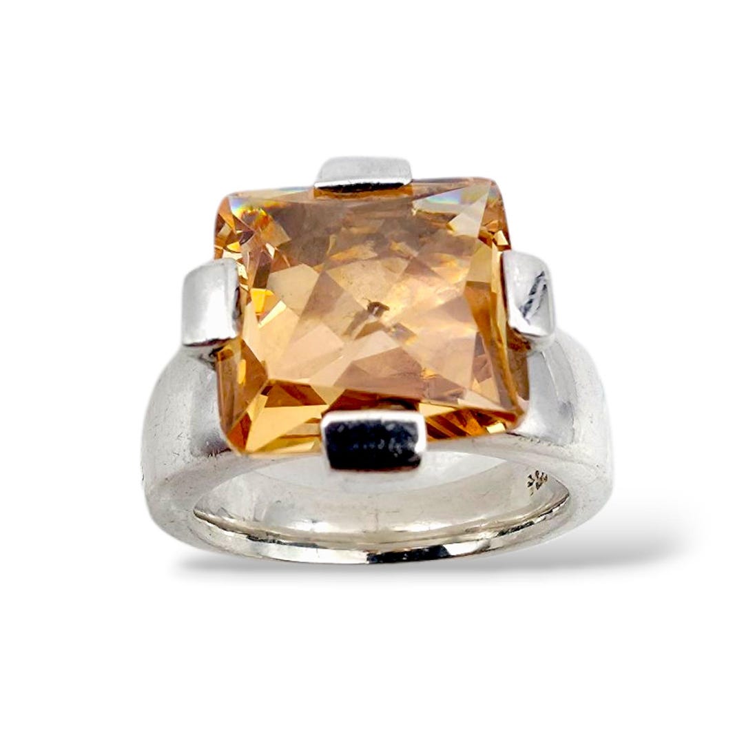 joop ringe alte kollektion Vintage JOOP! Silver Ring With Square Citrine Color Stone, Modernist