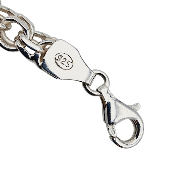 Solid Sterling Silver Double-Curb Chain Bracelet … - image 7