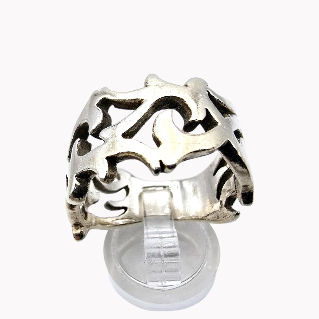 Vintage Sterling Silver 925 Openwork Band Ring – Intricate Filigree ...