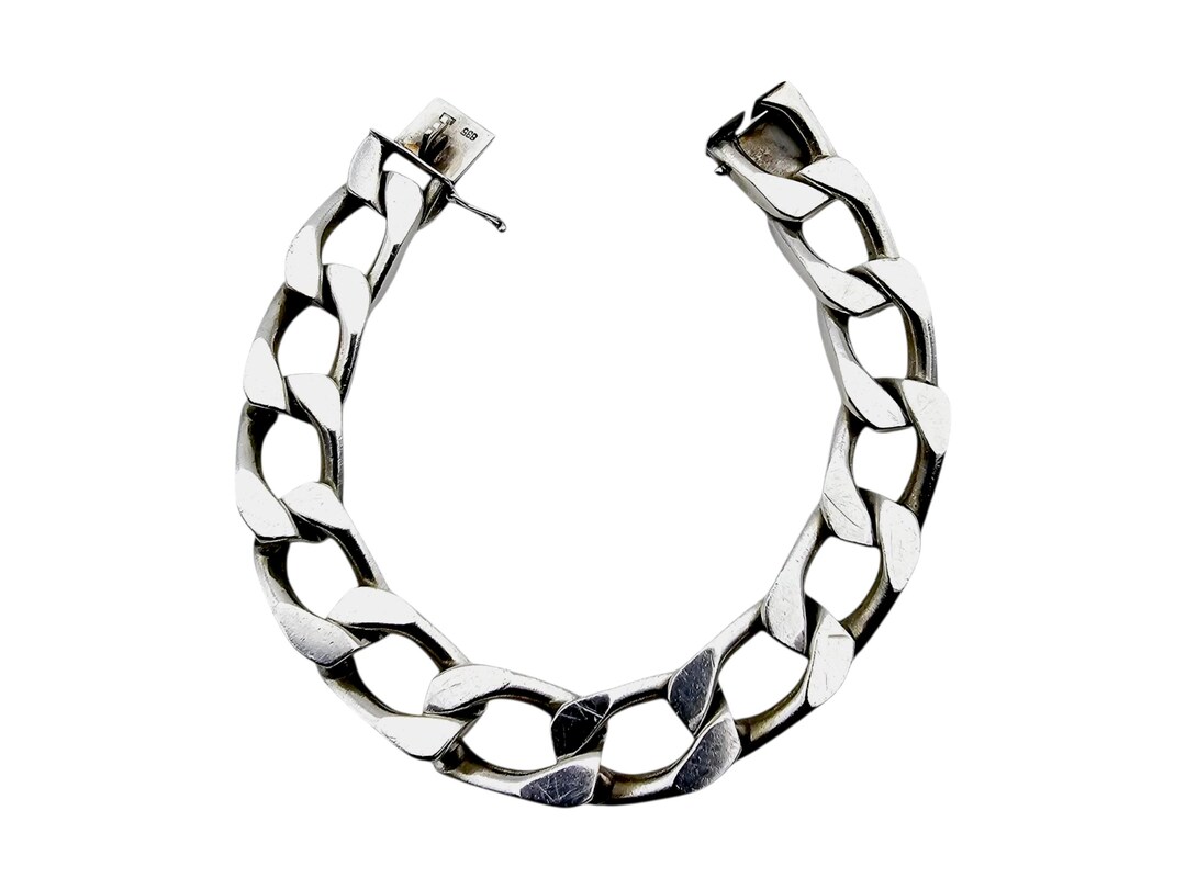 FBM Friedrich Binder 835 Silver Heavy Curb Link Bracelet Vintage