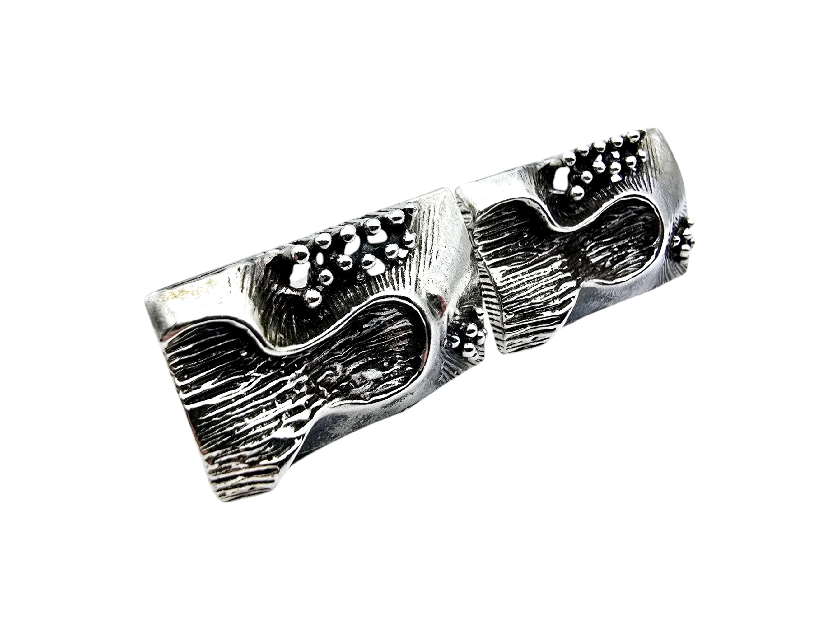 Boutons De Manchette En Argent Massif Style Milieu Du Siècle - Année 1917 - Occasion Bon état