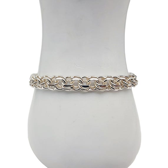 Solid Sterling Silver Double-Curb Chain Bracelet … - image 3