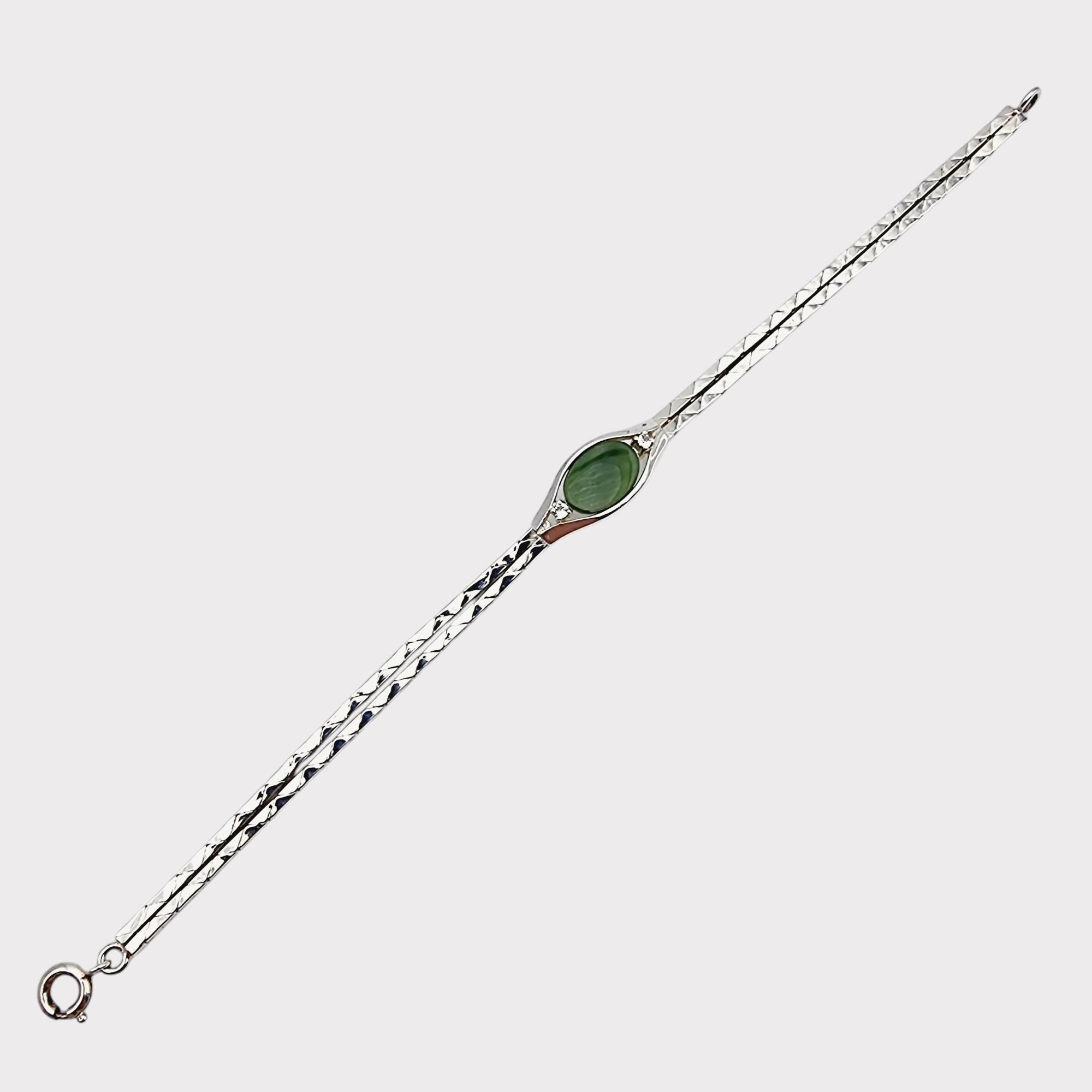Vintage Franz Scheurle (FS) Silver Bracelet With Jade Stone