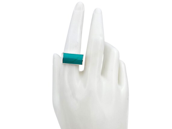 Vintage 925 Silver Ring with Rectangular Turquois… - image 5