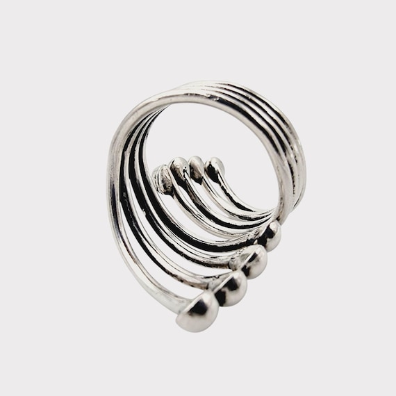 Statement Silver Wire Ring | Abstract Spiral Desi… - image 7
