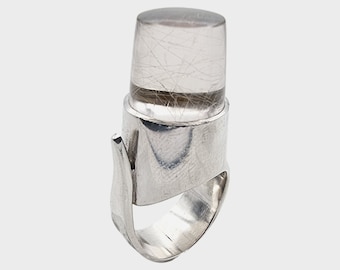 RARE Georg Jensen Rutilated Quartz Silver Ring by Vivianna Torun Bülow-Hübe