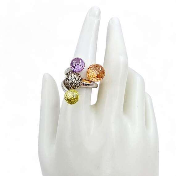 925 Silver Multi-Color Statement Ring – Yellow, P… - image 5