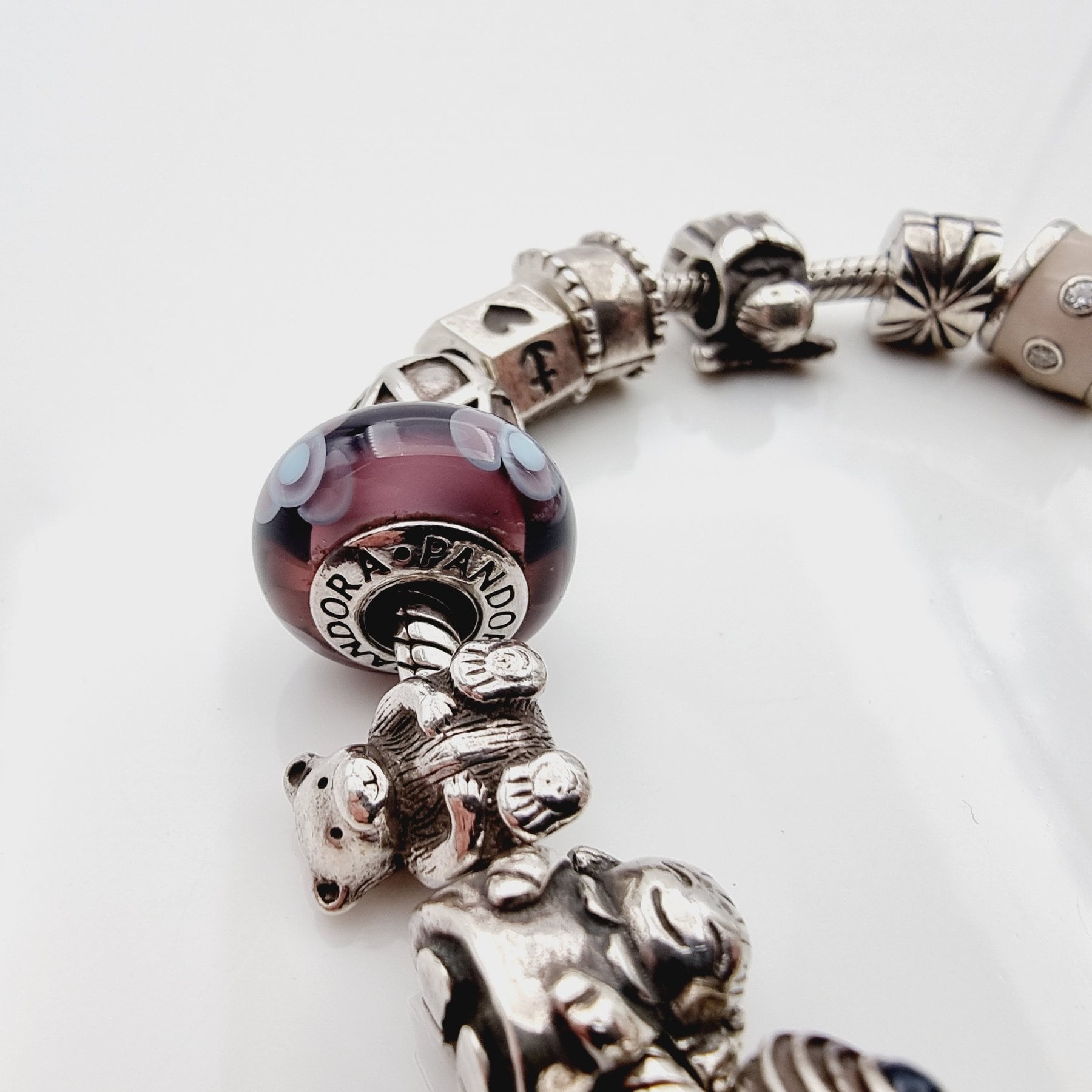 パンドラ シルバーチャームブレスレット（マルチチャーム付き