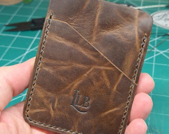 Top-Grain Pull-Up Leather Wallet, 3-Pocket Minimalist Card Holder