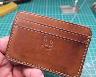 Elegant Handmade Italian Leather Card Holder - Slim Design for Cards & Cash