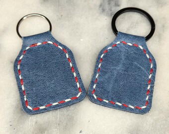 Patriotic Leather Keychain | Hand Crafted Red White and Blue Bag Charm