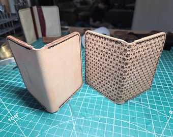 Natural Leather Bifold Card Wallets - Skull Pattern or Regular