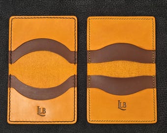 Orange Leather Wallets - Custom Card Holder - Front Pocket - Halloween or Fall Colors