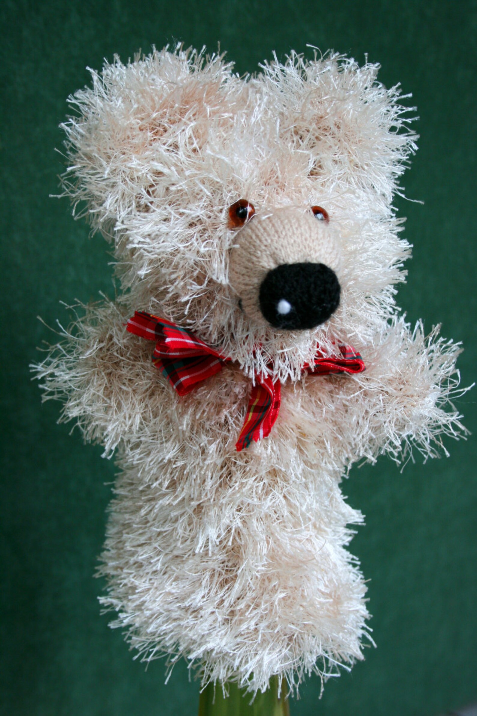 Knitted Teddy Bear hand puppet Etsy