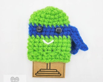 Green Turtle (Band color optional) Shift knob cover beanie handmade, character shifter cover.
