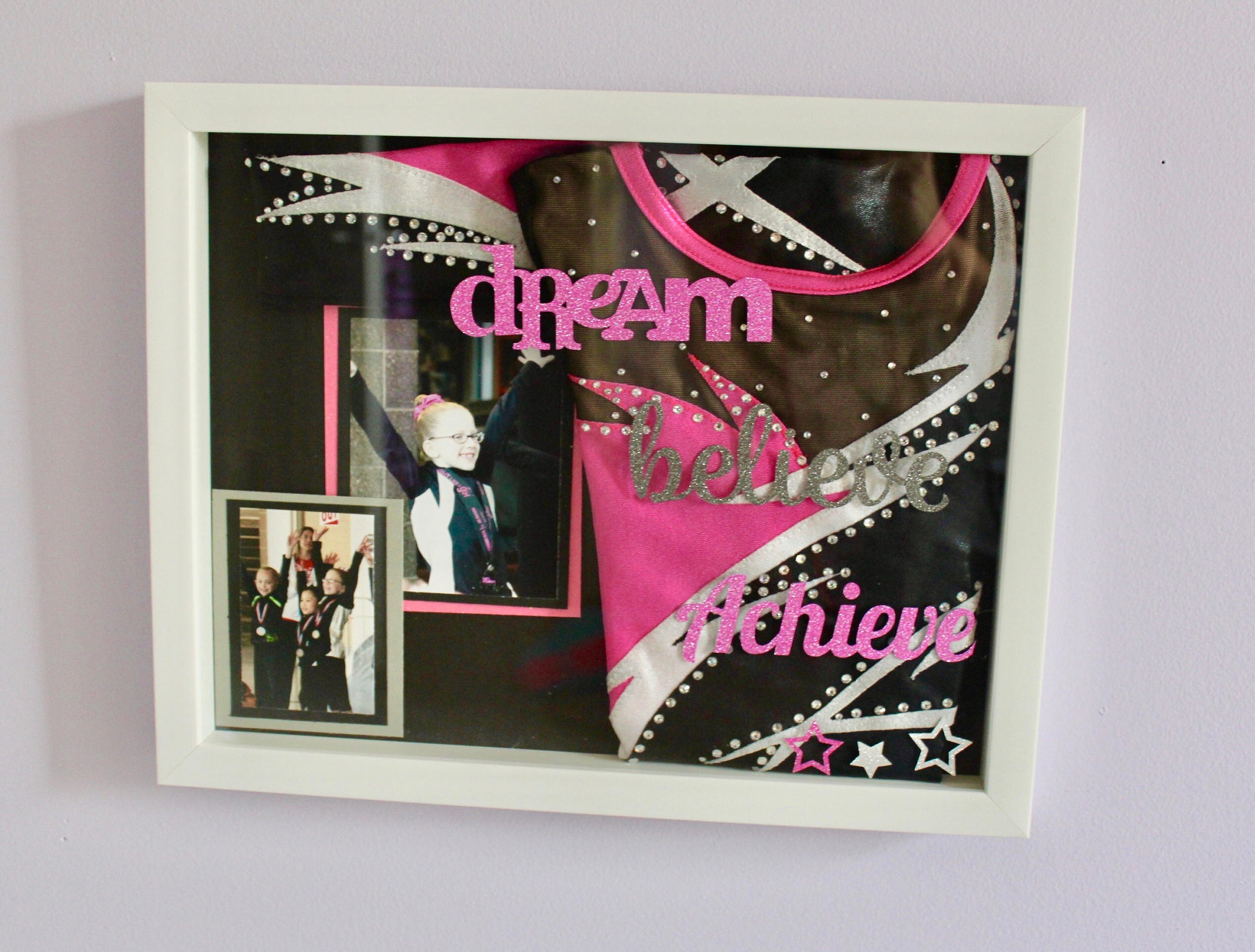 Gymnastics Medal Shadow Box for kids room with Dream Believe Etsy