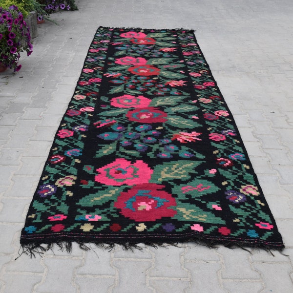 Tapis de laine tissés à la main Vintage / Kilim Floral / laine tapis Lane / Bessarabie moldave Roumanie Kilim / ukrainien Etno rustique décor