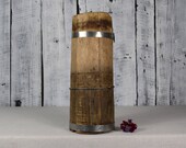 Antique wooden bowl Primitive butter churn Vintage wooden vessel Farmhouse tool Old wooden vase Rustic home decor