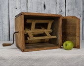 Antique wooden bowl Primitive butter churn Vintage wooden vessel Farmhouse tool Old wooden barrel Rustic home decor