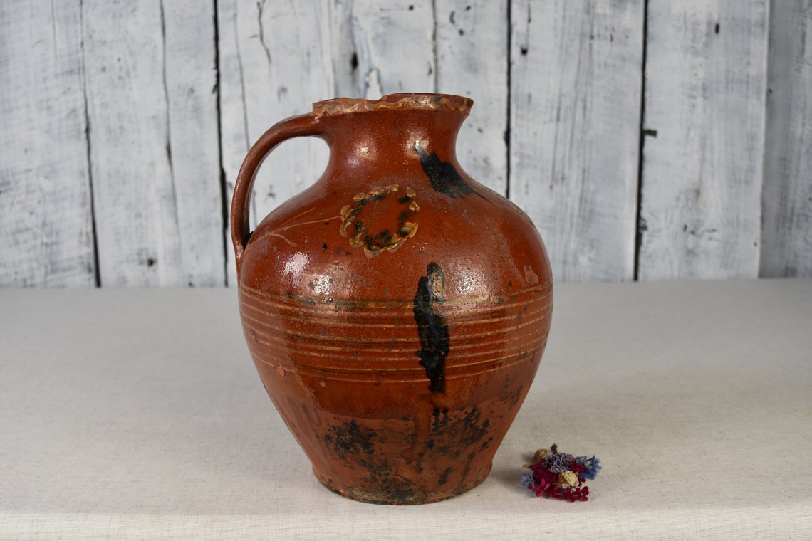 Vintage Clay Vessel / Antique Clay Pot / Rustic Ceramic Bowl / Etsy