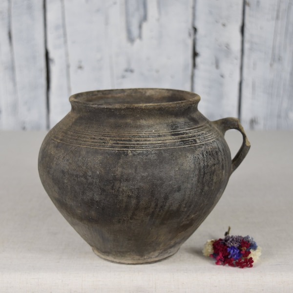 Vintage clay vessel / Antique clay pot / Rustic  ceramic bowl / Ceramic jug / Traditional ceramic pitcher / Home decor / Country decor