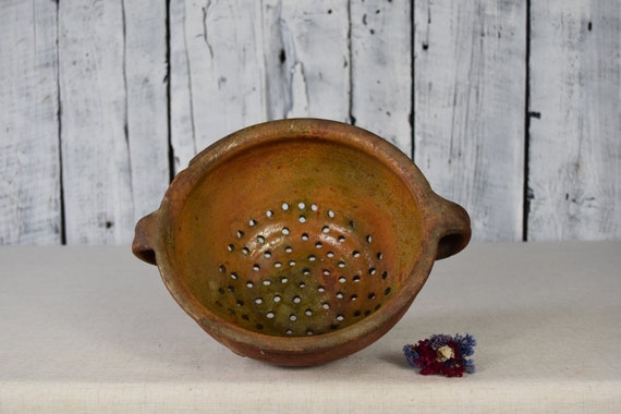 Antique Plate Clay / Clay Plate With Holes / Vintage Plate Sifter