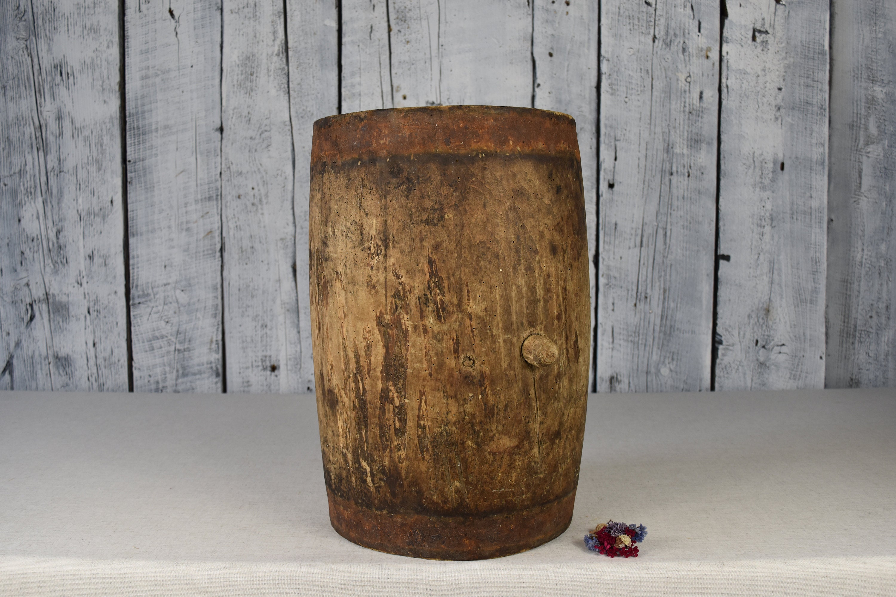 Primitive wooden barrel / Wooden keg / Antique barrel / Rustic Etsy
