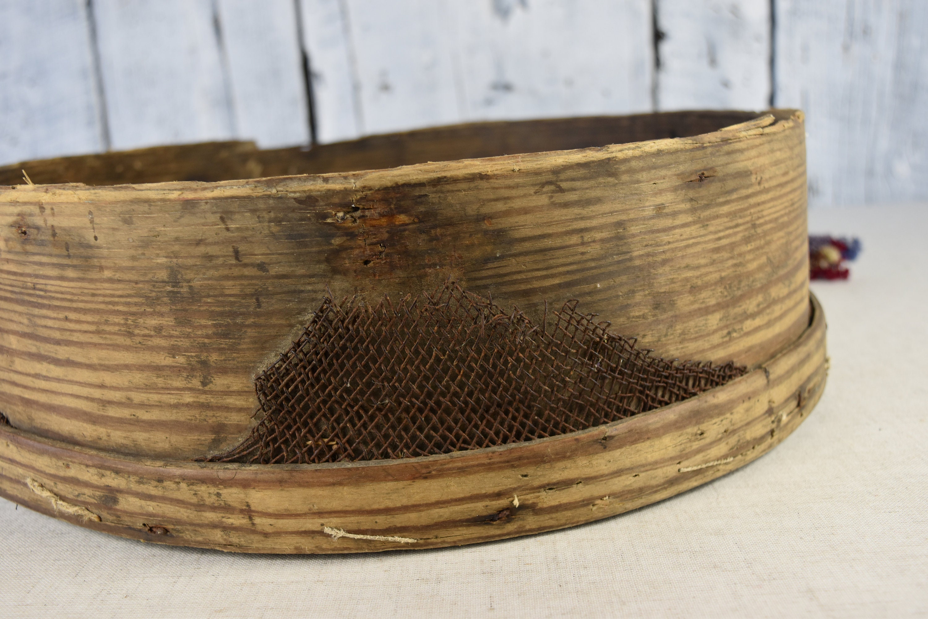 Antique Wooden Sieve / Primitive Sifter / Wooden Sieve / Etsy