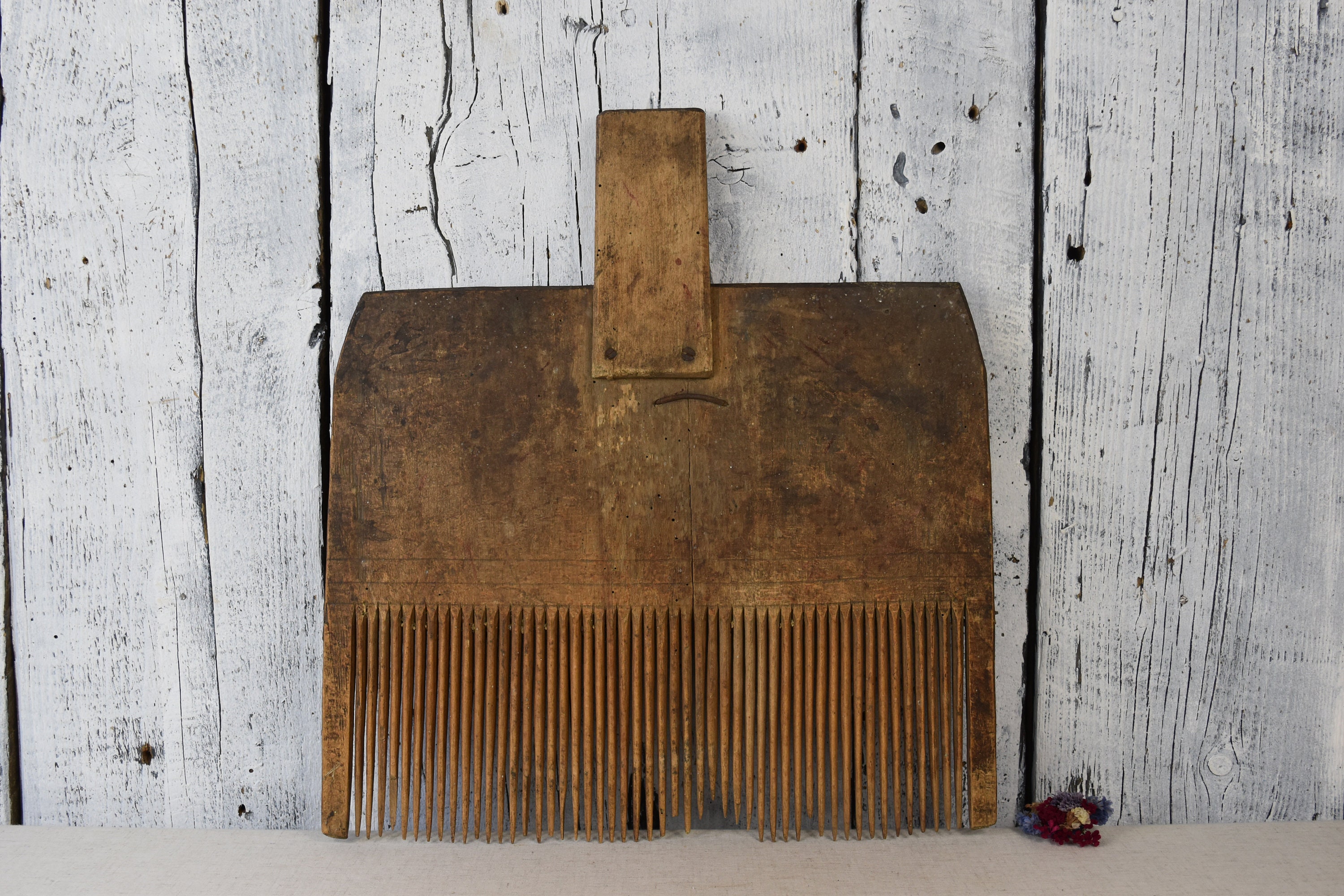 Antique wool comb / Vintage wooden comb / Primitive wool Etsy