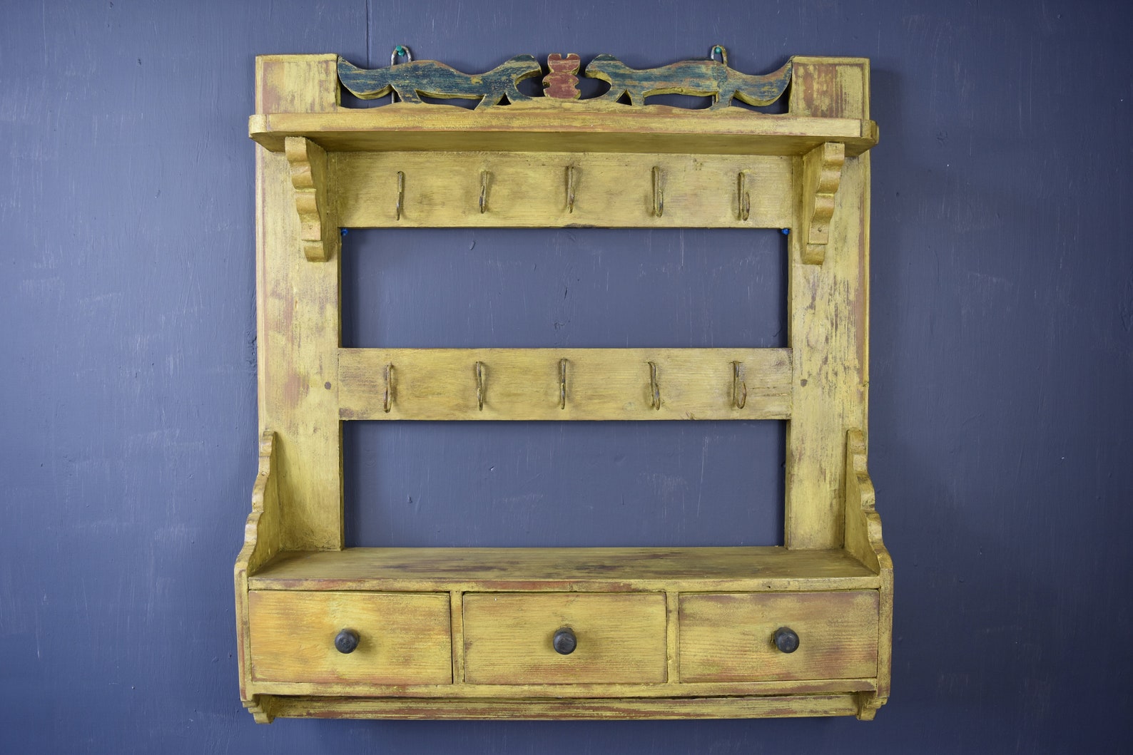 Vintage Wall Shelf / Wood Kitchen Shelf / Spice Rack / Wall Etsy