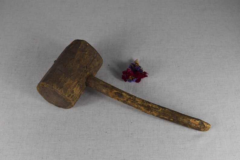 Vintage wooden hammer / Antique hammer / Primitive handheld Etsy