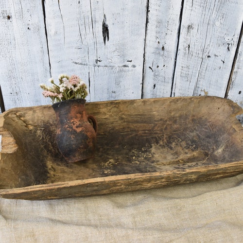 Antique wooden dough bowl / Vintage wooden bowl / Wooden dough bowl / Country wooden cookware / Wooden trencher / shops Rustic decor / Home decor