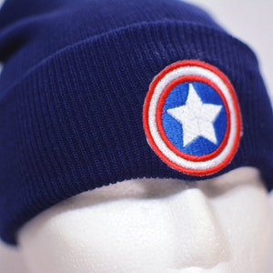 Captain America Shield Beanie Hat,Captain America winter hat,The Falcon Winter Soldier hat,Captain America blue beanie,Captain America hat