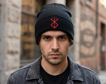 Berserk Brand of Sacrifice Embroidered Beanie – Dark Fantasy Manga Streetwear Hat