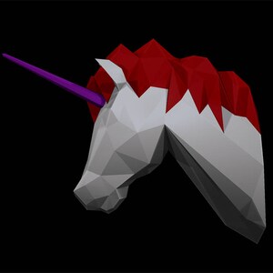 Be The Unicorn Low poly statues PDF for Paper craft. Make your own with this simple Wall decor image 6