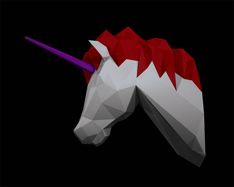 Be The Unicorn Low poly statues PDF for Paper craft. Make your own with this simple Wall decor image 6