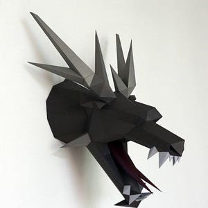 Be The Dragon head!! | Paper craft | Paper trophy | Low poly | Doll | 3D Polygon sculpture | PDF download DIY