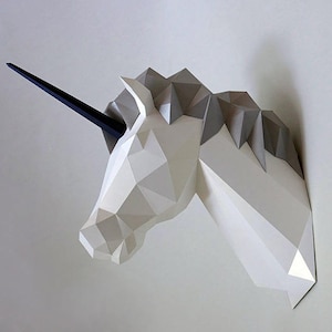 Be The Unicorn Low poly statues PDF for Paper craft. Make your own with this simple Wall decor image 1