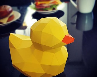 Be The Paper-Duck. not rubber duck. Low poly sculpture PDF for Paper craft. SVG and DXF for cutting machine