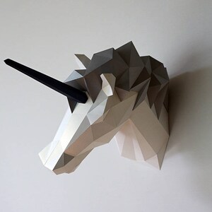 Be The Unicorn Low poly statues PDF for Paper craft. Make your own with this simple Wall decor image 4