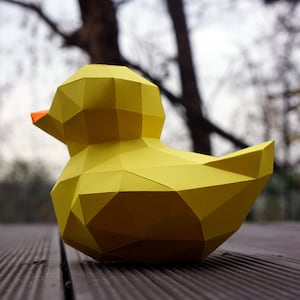 Be The Paper-Duck. not rubber duck. Low poly sculpture PDF for Paper craft. SVG and DXF for cutting machine image 4