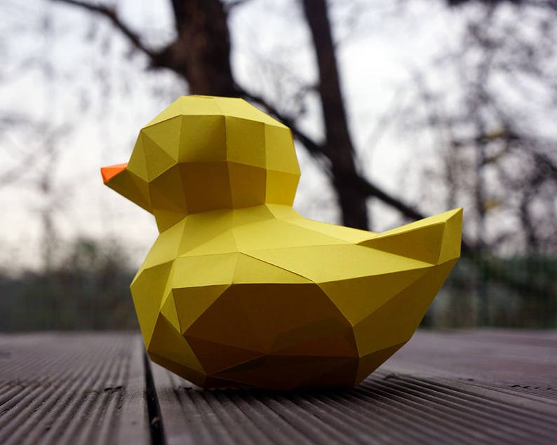 Be The Paper-Duck. not rubber duck. Low poly sculpture PDF for Paper craft. SVG and DXF for cutting machine image 4